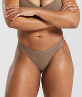 Seamless Dipped Front Thong - Soul Brown
