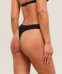 Dipped Front Bikini Thong - Black