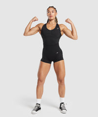 Lift Seamless Bodysuit - Black/Black Marl