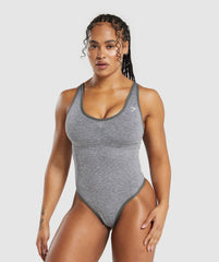 Lift Seamless Bodysuit - Brushed Grey/White Marl