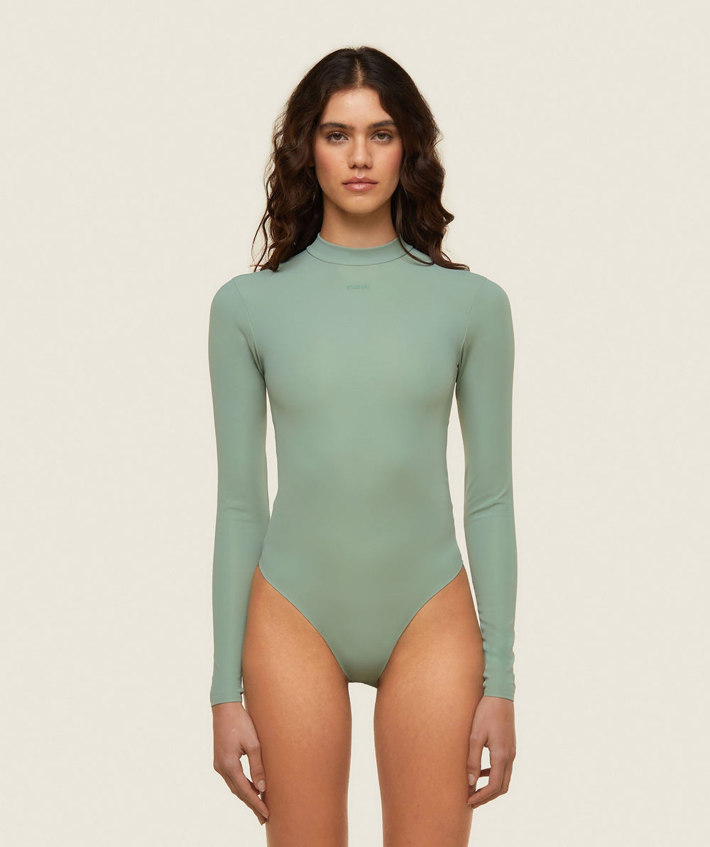 everywear Long Sleeve Active Bodysuit - Dollar Green