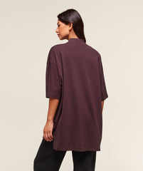 Covered Longline Cotton T-Shirt - Cherry Purple