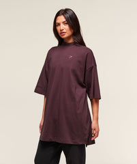 Covered Longline Cotton T-Shirt - Cherry Purple