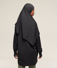 Covered Longline Cotton Long Sleeve Top - Black