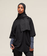 Covered Longline Cotton T-Shirt - Black