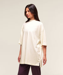 Covered Longline Cotton T-Shirt - Soft White