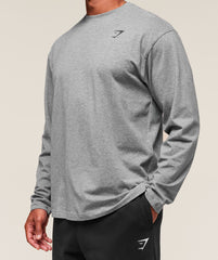 Essential Oversized Long Sleeve T-Shirt - Charcoal Core Marl