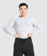 Geo Seamless Long Sleeve T-Shirt - White/Light Grey