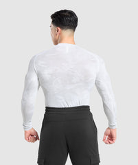 Geo Seamless Long Sleeve T-Shirt - White/Light Grey