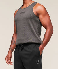Washed Premium Ribbed Tank - Onyx Grey