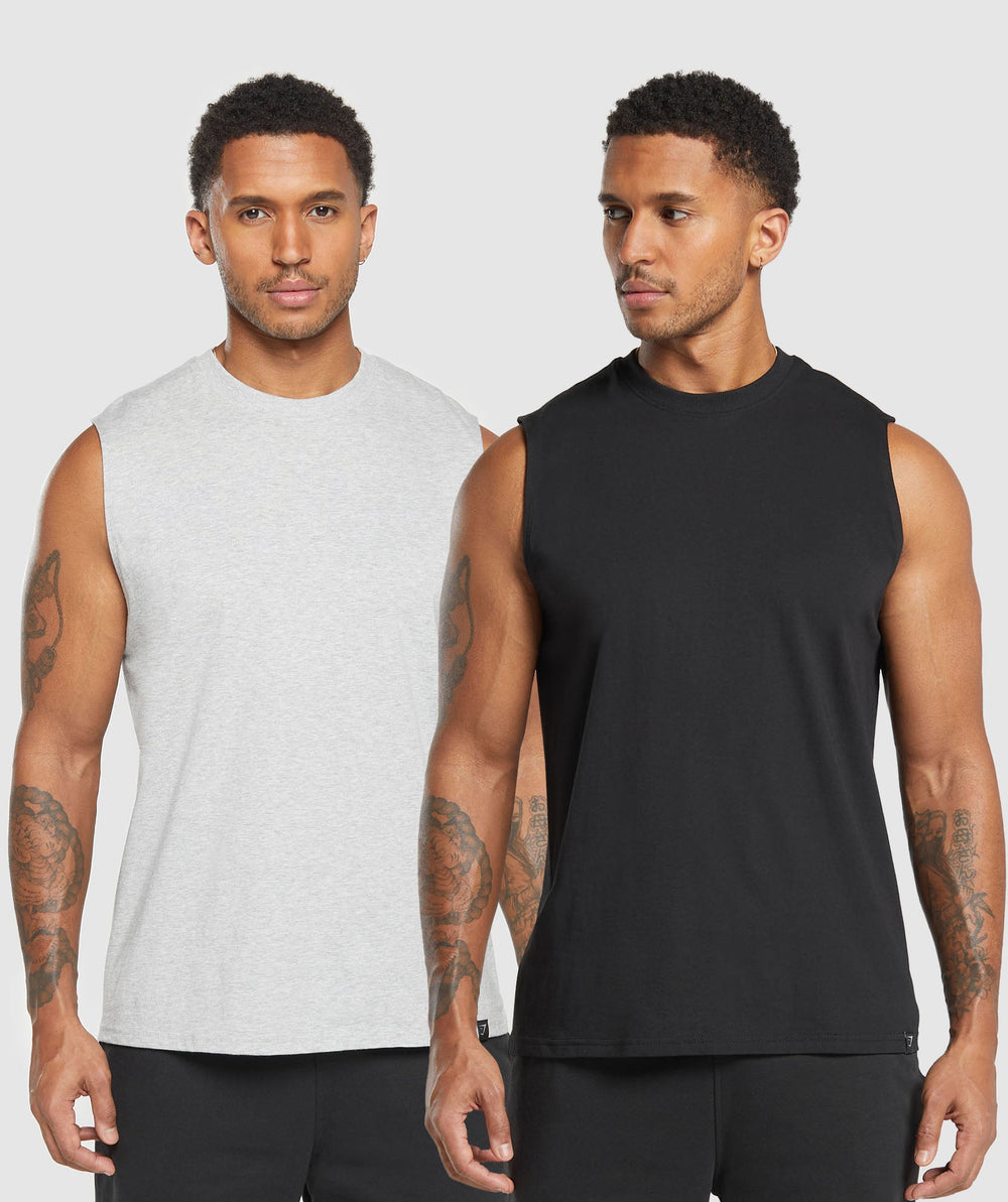 Everyday Tank 2 Pack - Black/Light Grey Core Marl