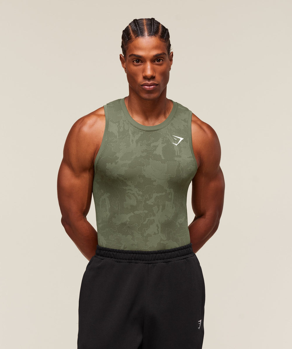 Geo Seamless Tank - Core Olive/Deep Olive Green