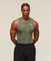 Geo Seamless Tank - Core Olive/Deep Olive Green