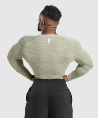 Geo Animal Seamless Long Sleeve T-Shirt - Chalk Green/Unit Green