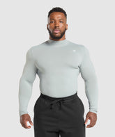 Everyday Seamless Mock Long Sleeve T-Shirt - Silver Grey