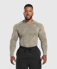 Geo Seamless Long Sleeve T-Shirt - Linen Brown/Camo Brown