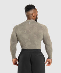 Geo Seamless Long Sleeve T-Shirt - Linen Brown/Camo Brown