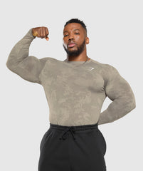 Geo Seamless Long Sleeve T-Shirt - Linen Brown/Camo Brown