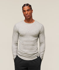 Ribbed Long Sleeve T-Shirt - Stone Grey Marl