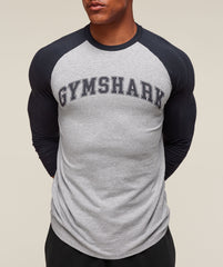 GSLC Raglan 3/4 Sleeve T-Shirt - Light Grey Core Marl/Heavy Blue