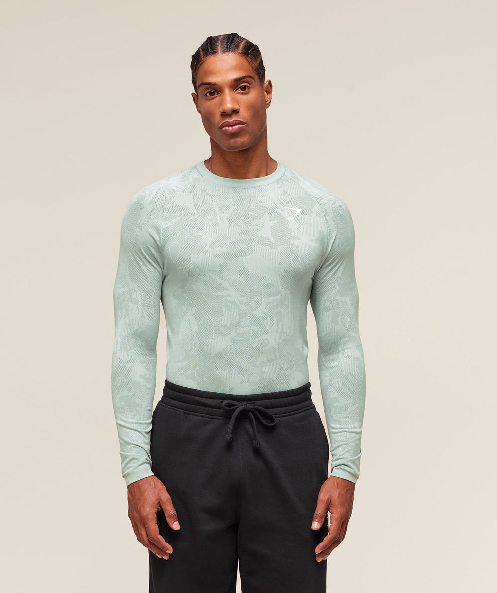 Geo Seamless Long Sleeve T-Shirt - Morning Blue/Celeste Blue