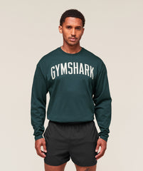 Worn Graphic Long Sleeve T-Shirt - Deep Petrol Blue