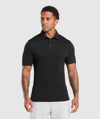 Flat Knit Polo Shirt - Black