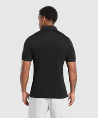 Flat Knit Polo Shirt - Black