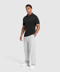 Flat Knit Polo Shirt - Black