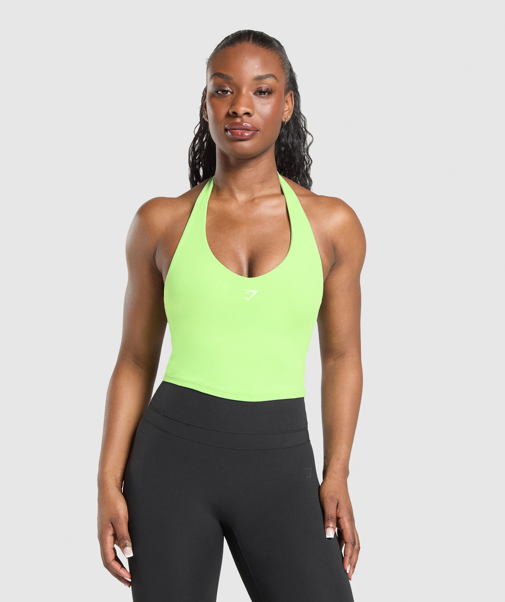 Halter Neck Cami with Shelf - Energy Gelato Green
