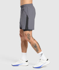 Sport 7" 2 in 1 Shorts - Dark Grey/Black