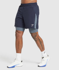 Sport 7" 2 in 1 Shorts - Heavy Blue/Iron Blue