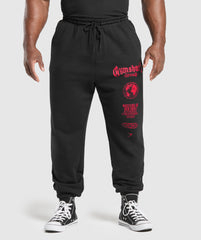 Global Lifting Oversized Essential Joggers - Black/Conditioning Red