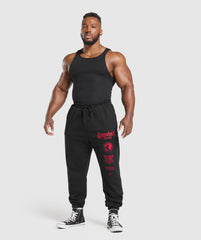 Global Lifting Oversized Essential Joggers - Black/Conditioning Red