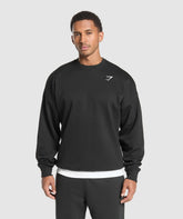 Oversized Crest Crew - Black
