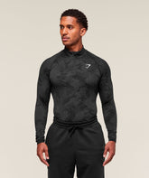 Geo Seamless 1/4 Zip - Black/Charcoal Grey