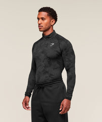 Geo Seamless 1/4 Zip - Black/Charcoal Grey