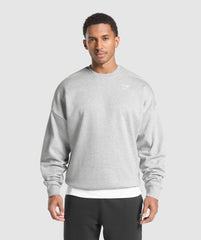 Oversized Crest Crew - Light Grey Core Marl