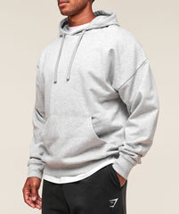 Crest Oversized Hoodie - Light Grey Marl