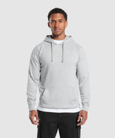 Crest Hoodie - Light Grey Marl