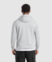 Crest Hoodie - Light Grey Marl