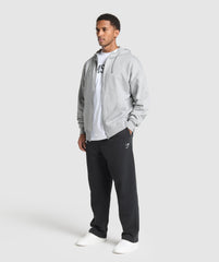 Crest Oversized Zip Up Hoodie - Light Grey Core Marl