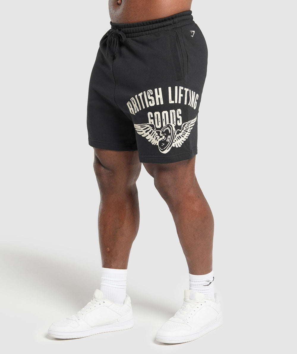 British Lifting Goods Graphic Shorts - Black