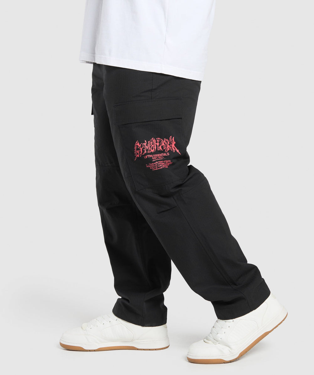 Metal Lifting Cargo Pants - Black
