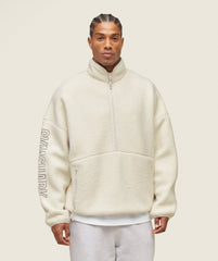 everywear Half Zip Sherpa Jacket - Oat White