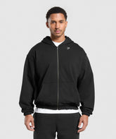 Rest Day Essentials Boxy Zip Up Hoodie - Black
