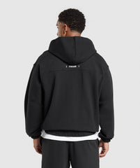 Rest Day Essentials Boxy Zip Up Hoodie - Black