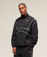 Retro Crinkle Track Jacket - Black
