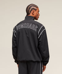 Retro Crinkle Track Jacket - Black
