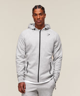 Interlock Tech Zip Up Hoodie - Light Grey Core Marl